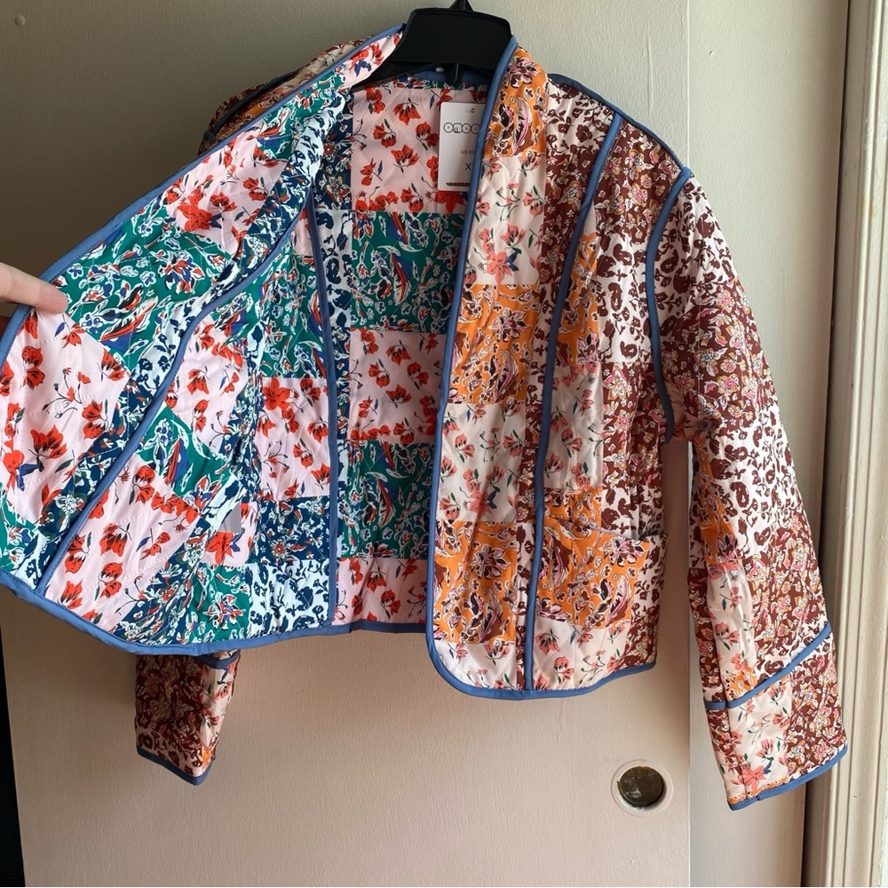 NWT Jacket Coat Quilted Patchwork Reversible boho cottagecore spring florals L